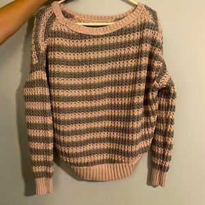 Free people pink and gray striped sweater